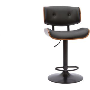 Miliboo Tabouret de bar design réglable pivotant 360° noir et bois foncé BASILE - Publicité