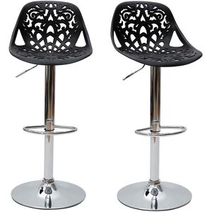 Miliboo Tabourets de bar design avec motif baroque noir (lot de 2) BAROCCA - Publicité