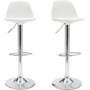 Miliboo Tabourets de bar design blancs (lot de 2) STEEVY - Publicité