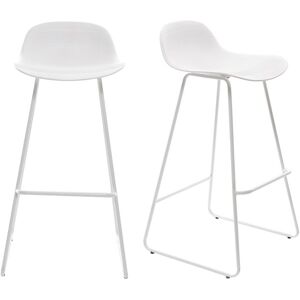 Miliboo Tabourets de bar design blancs H70 cm (lot de 2) ELLA - Publicité