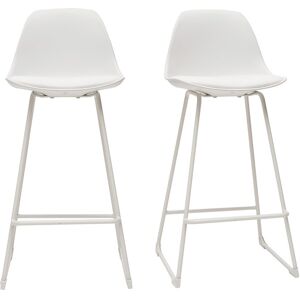 Miliboo Tabourets de bar design blancs pieds métal 65 cm (lot de 2) FRANZ - Publicité