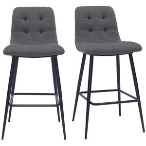 Miliboo Tabourets de bar design en tissu gris et métal H65 cm (lot de 2) ESCAPE - Publicité