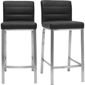 Miliboo Tabourets de bar design noirs 66 cm lot de 2 TOMY