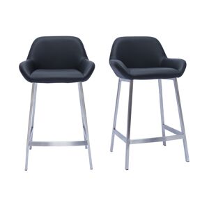 Tabourets de bar design noirs et pieds métal (lot de 2) RINGER