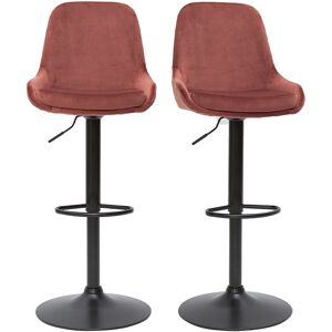 Miliboo Tabourets de bar design réglables velours rouge tomette (lot de 2) HOLO - Publicité