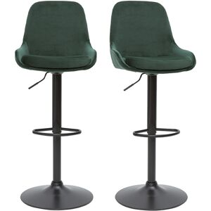 Miliboo Tabourets de bar design réglables velours vert (lot de 2) HOLO - Publicité