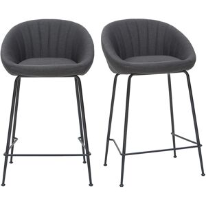 Miliboo Tabourets de bar design tissu gris foncé 65 cm (lot de 2) SHERU - Publicité