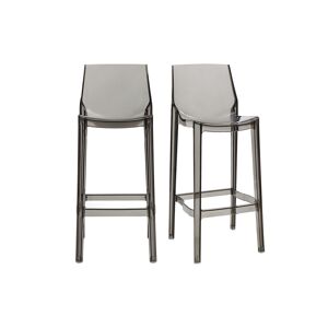 Miliboo Tabourets de bar design transparents gris intérieur - extérieur H75 cm (lot de 2) YLAK - Publicité