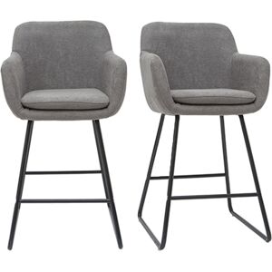 Miliboo Tabourets de bar en tissu effet velours gris H65 cm (lot de 2) AMIKA - Publicité