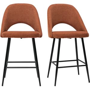 Miliboo Tabourets de bar en tissu effet velours texture terre brulee H65 cm (lot de 2) COSETTE