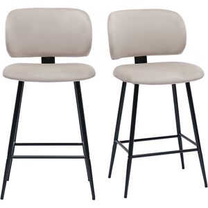 Miliboo Tabourets de bar en tissu velours taupe et métal noir H70 cm (lot de 2) ATRIUM - Publicité