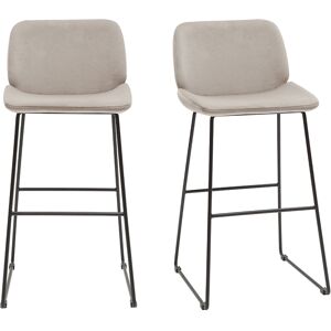 Miliboo Tabourets de bar fixes en tissu velours taupe pieds métal noir H65 (lot de 2) KAOLY - Publicité