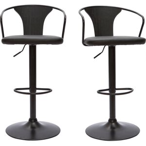 Miliboo Tabourets de bar industriels réglables noirs (lot de 2) BECKETT - Publicité