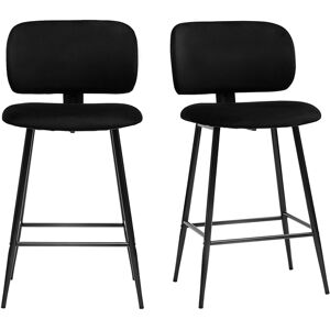 Miliboo Tabourets de bar noirs en tissu velours et metal H70 cm lot de 2 ATRIUM