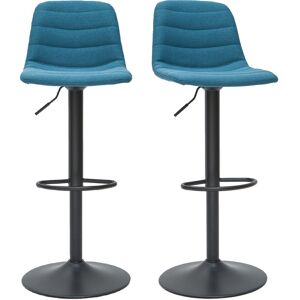 Miliboo Tabourets de bar réglables en tissu et métal bleu canard (lot de 2) SAURY - Publicité