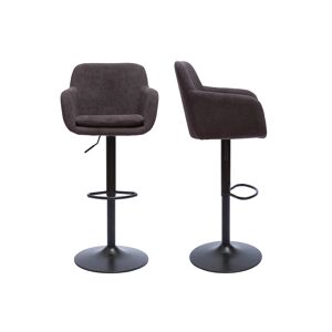 Miliboo Tabourets de bar reglables tissu effet velours gris fonce et metal lot de 2 AMIKA