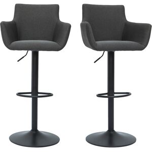 Miliboo Tabourets de bar réglables tissu gris anthracite métal noir (lot de 2) CARLIE - Publicité