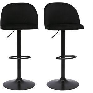 Miliboo Tabourets de bar réglables velours noir et métal noir (lot de 2) CELESTE - Publicité