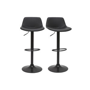 Miliboo Tabourets de bar relevables polyurethane et metal noir (lot de 2) NONIE