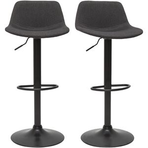 Miliboo Tabourets de bar relevables tissu gris anthracite et metal noir lot de 2 NONIE