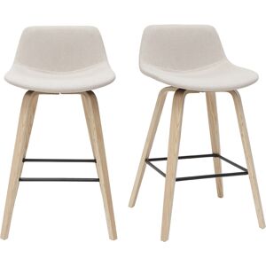 Miliboo Tabourets de bar scandinaves beige et bois clair H65 cm (lot de 2) NONIE