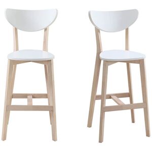 Miliboo Tabourets de bar scandinaves blanc et bois 75 cm (lot de 2) LEENA - Publicité