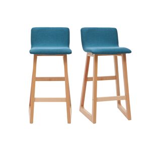 Miliboo Tabourets de bar scandinaves bleu canard 65 cm lot de 2 OSAKA