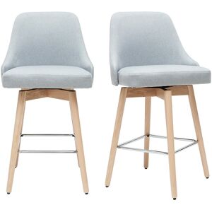 Miliboo Tabourets de bar scandinaves en tissu gris clair et bois hêtre massif H65 cm (lot de 2) HASTA - Publicité