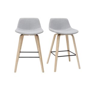 Miliboo Tabourets de bar scandinaves gris clair et bois H65 cm lot de 2 NONIE