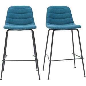 Miliboo Tabourets de bar tissu et métal bleu canard 65 cm (lot de 2) SAURY - Publicité