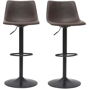 Miliboo Tabourets de bar vintage reglables pivotants marron lot de 2 NEW ROCK