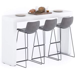 Mobili Fiver Table Haute Evolution 180x40, Frêne Blanc avec 2 pieds