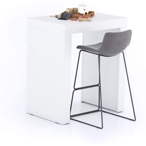 Mobili Fiver Table Haute Evolution 90x60 Frene Blanc avec 2 pieds