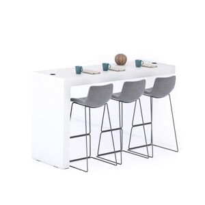 Mobili Fiver Péninsule Evolution 180x60, Frêne Blanc et Chargeur Sans Fil