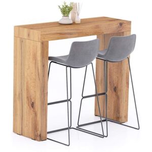 Mobili Fiver Table Haute Evolution 120x40 Bois Rustique avec 2 pieds