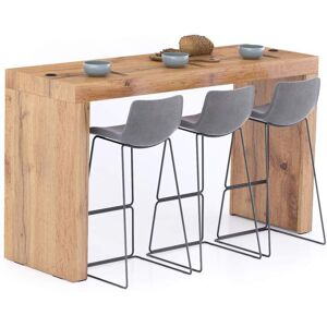 Mobili Fiver Table Haute Evolution 180x60 Bois Rustique avec 2 pieds et Chargeur Sans Fil