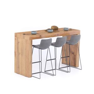 Mobili Fiver Table Haute Evolution 180x60, Bois Rustique avec 2 pieds et Chargeur Sans Fil