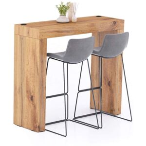 Mobili Fiver Table Haute Evolution 120x40, Bois Rustique avec 2 pieds et Chargeur Sans Fil