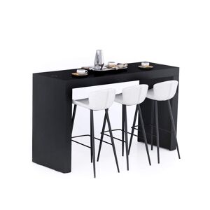 Mobili Fiver Table Haute Evolution 180x60, Frêne Noir avec 2 pieds et Chargeur Sans Fil