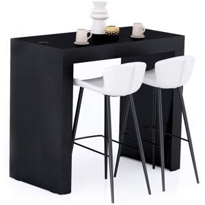 Mobili Fiver Table Haute Evolution 120x60 Frene Noir avec 2 pieds et Chargeur Sans Fil