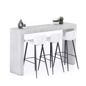 Mobili Fiver Table Haute Evolution 180x40, Gris béton avec 2 pieds