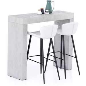 Mobili Fiver Table Haute Evolution 120x40, Gris béton avec 2 pieds