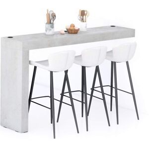 Mobili Fiver Péninsule Evolution 180x40, Gris Béton et Chargeur Sans Fil