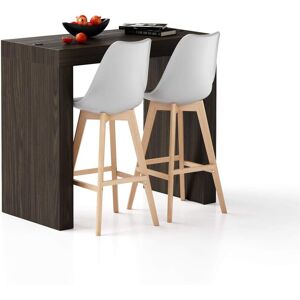 Mobili Fiver Table haute Evolution 120x60 Noyer Americain a Deux Pieds et Chargeur SF