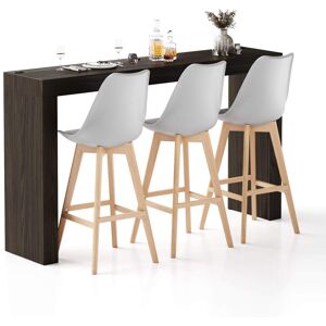 Mobili Fiver Table Haute Evolution 180x40, Noyer Américain à Deux Pieds et Chargeur SF