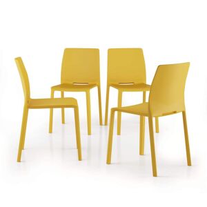 Mobili Fiver Chaises Emma, Lot de 4, Jaune Moutarde