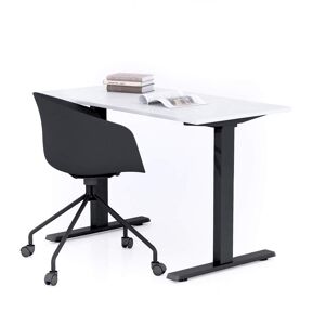 Mobili Fiver Bureau Clara 120x60, Blanc Béton, avec Pieds Fixes Noirs