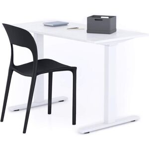 Mobili Fiver Bureau Clara 120x60, Blanc Béton, avec Pieds Fixes Blancs