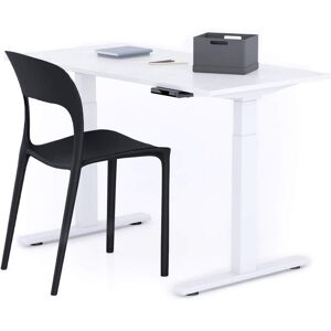 Mobili Fiver Bureau assis/debout Clara 120x60 Blanc Beton avec pieds blancs