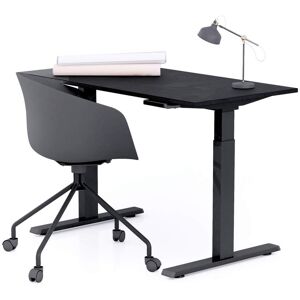 Mobili Fiver Bureau assis/debout Clara 120x60 Noir Beton avec pieds noirs